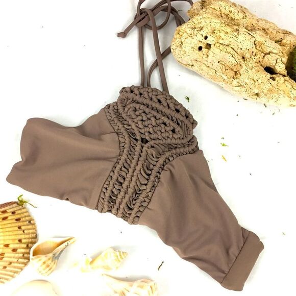 Cape Juby Brown Bikini Boho Top Size Small - Picture 3 of 10